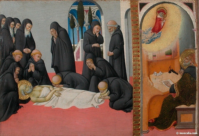  Sano di Pietro, <i> La mort du saint et son apparition à saint Cyrille de Jérusalem </i>
